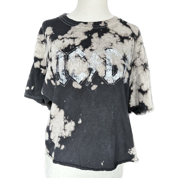 AC/DC | Tops | Acdc Distressed Black And Tan Tiedye Cropped Tee Size ...